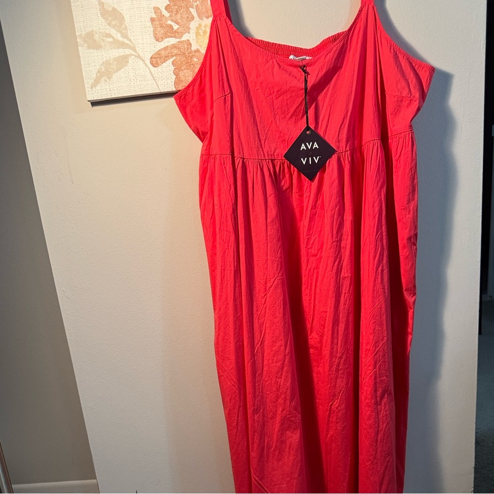 Ava & Viv Vibrant  Coral Maxi Dress 2x